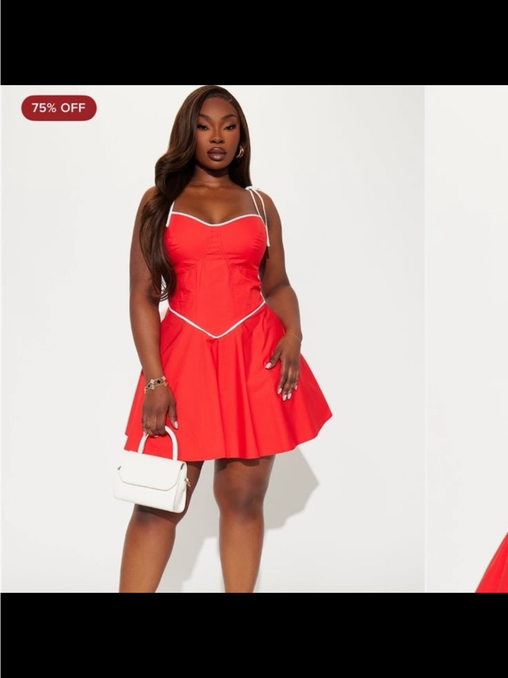 Fashion Nova Red Mini Dress with White Trim